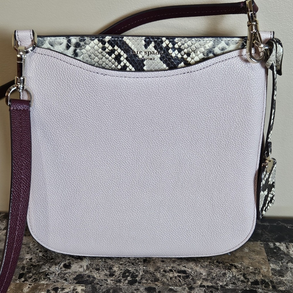 kate spade Lilac Leather Crossbody with Snake-Print Trim and Plum Strap